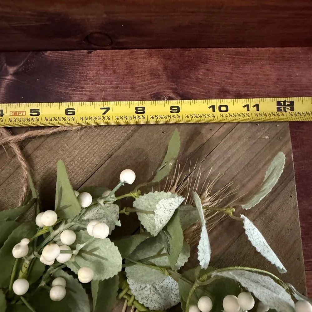 Rustic Handmade Wood Wall Plaque Monogram Letter H Faux Greenery Wreath